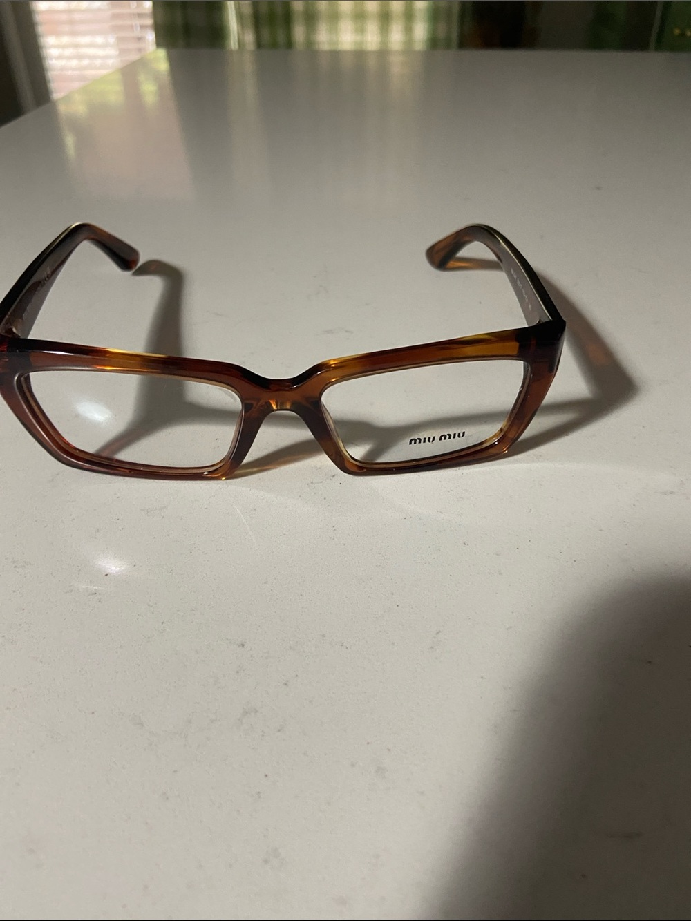 Miu Miu Amber Tortoiseshell Rectangular Women's Glasses